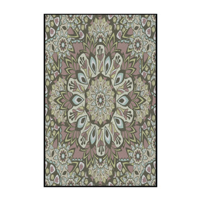 Tapis vert à motif floral