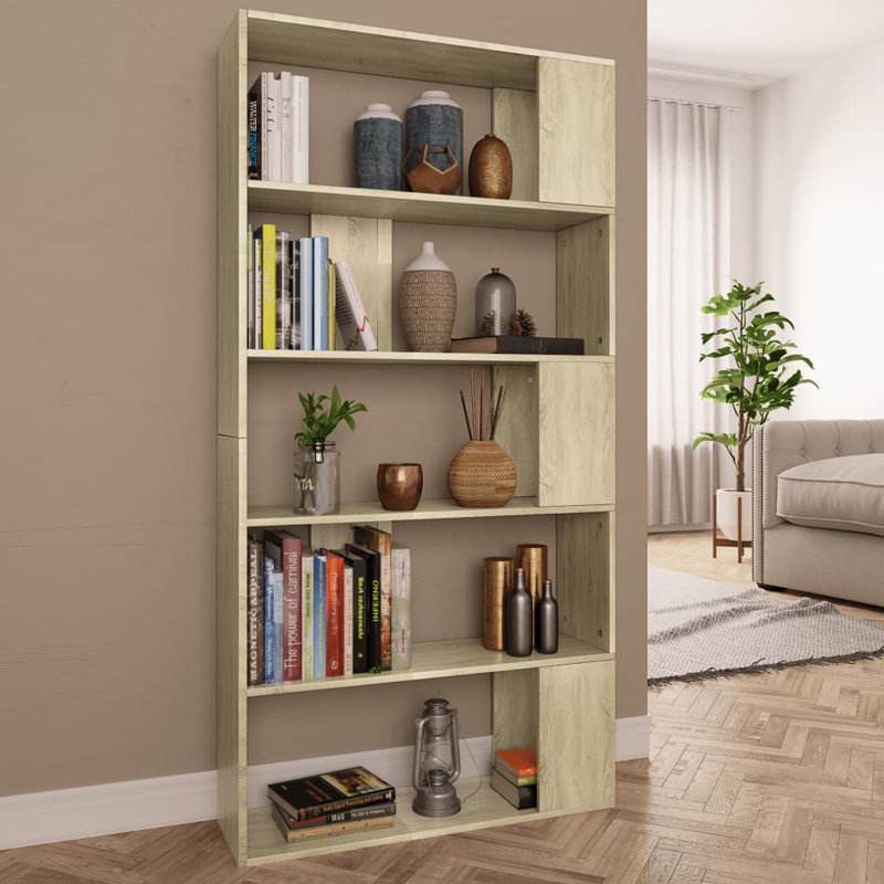 Aleccia 159cm H Bookcase, 159cm H x 80cm W x 24cm D, Brown