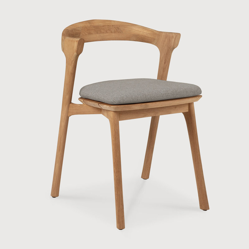 Bok Outdoor Dining Side Chair, Teak  Frame/Mocha Cushion
