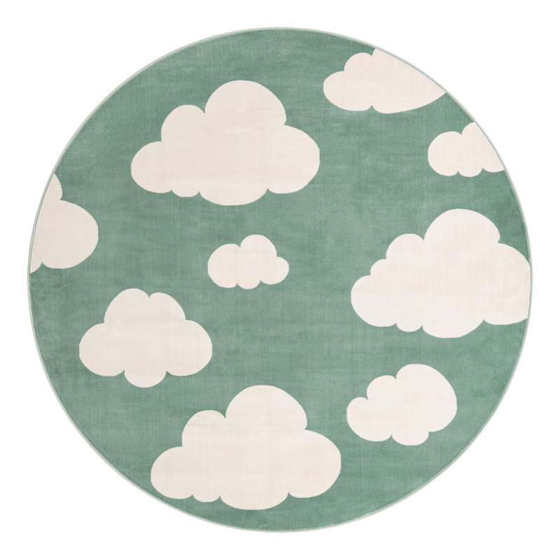 Unique Loom Clouds Whimsy Kids Rug, Round 7'10"