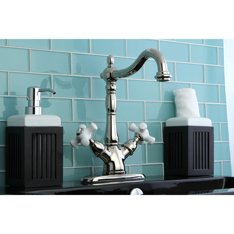 Kingston Brass Heritage Two-Handle 1-or-3 Hole Deck Mount Vessel Faucet, Polished Nickel