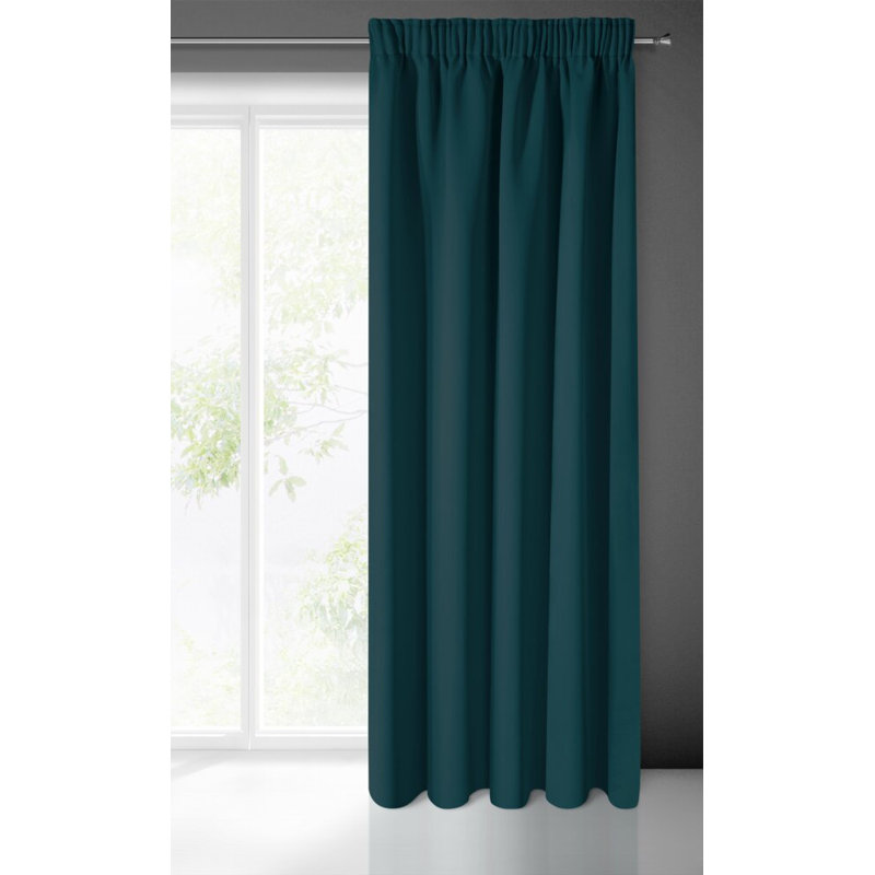 Logan Polyester Room Darkening Eyelet Curtain Panel, Dark green