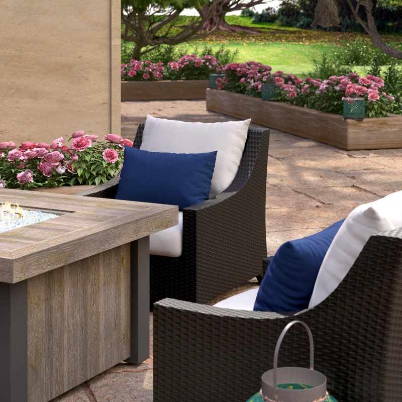 Deco 5 Piece Fire Pit Set with Cushions, Canvas Regatta Sunbrella® Canvas
