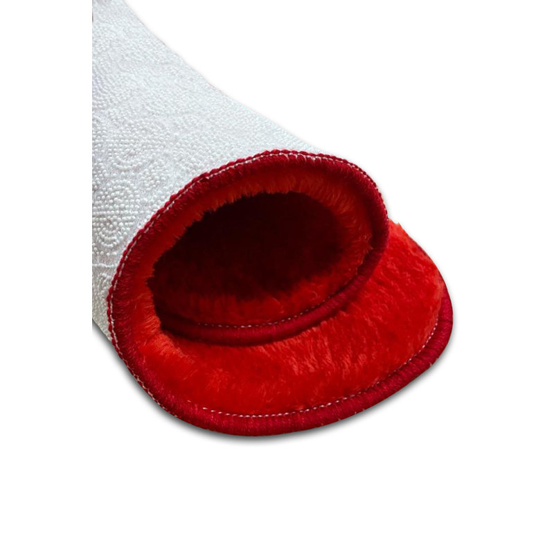 Tapis rouge en polyester tissé à la machine Osiral, Rectangle 3 pi 11 po x 6 pi 7 po