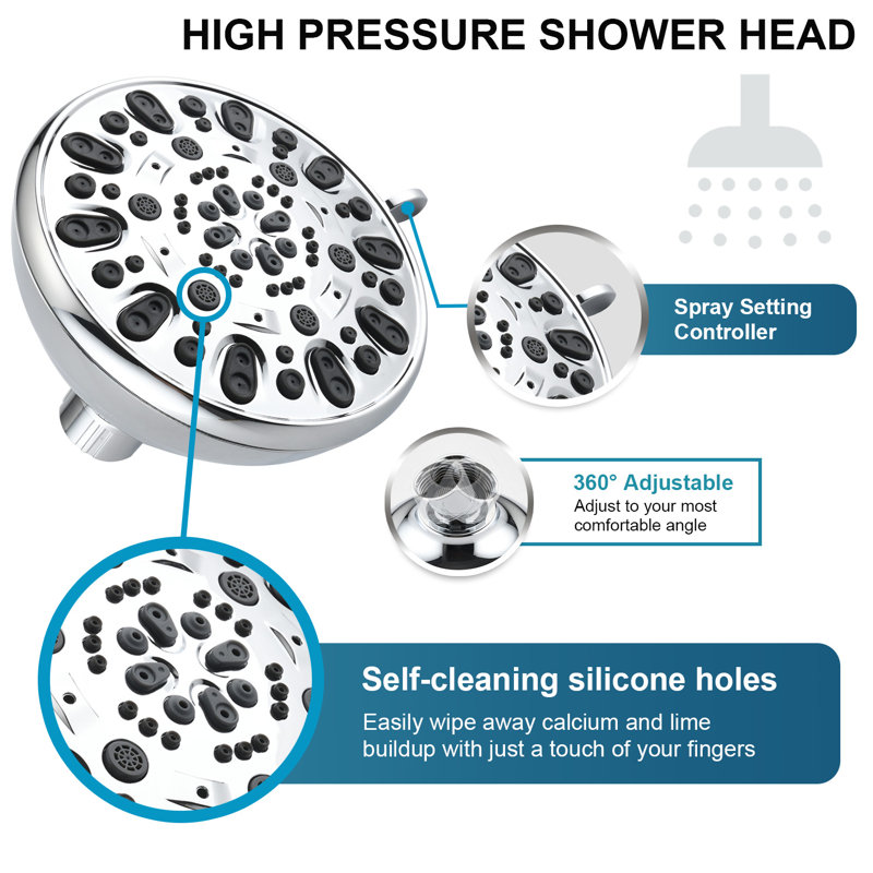 Slide Bar Combo Rain Showerhead,dual Shower Head Spa System,rough-in Valve Included, Chrome