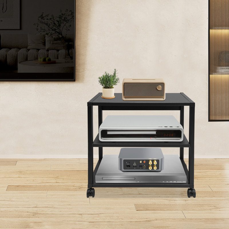 19.7" 3-Tier AV Media Stand Audio-Video Media Rack With Wheels