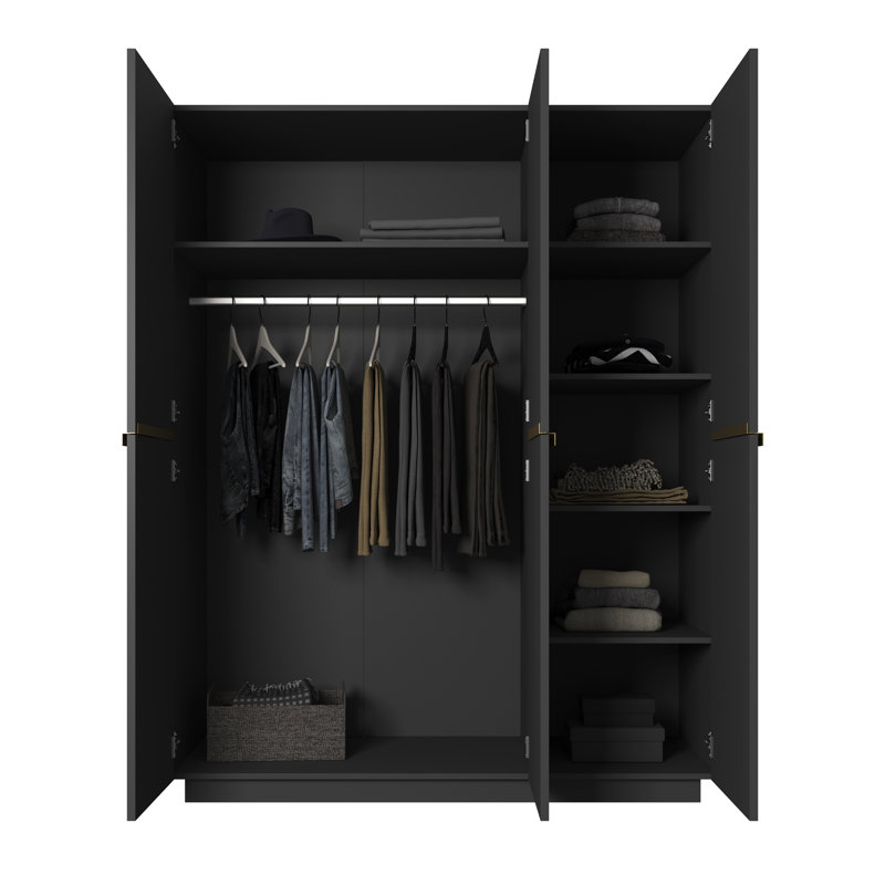 NICOLE SZAFA 150 3D Wardrobe, Black/Gold