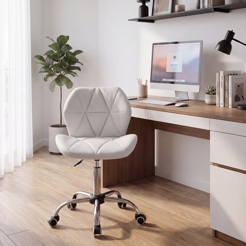 Muskoka Swivel Desk Chair Faux Leather With Adjustable Height, UKFR Certified, White