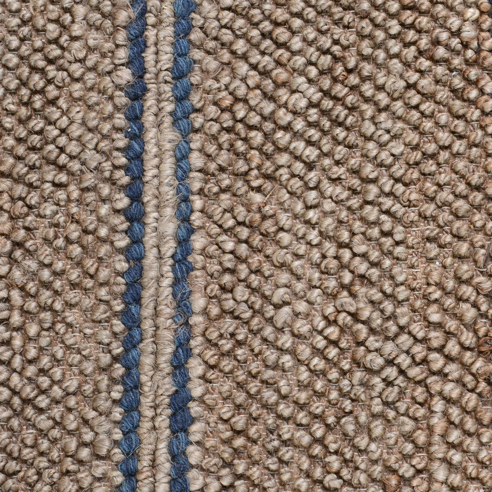 Beamond Brown Blue Hand-Woven Striped Jute Rug, Rectangle 2' x 3'