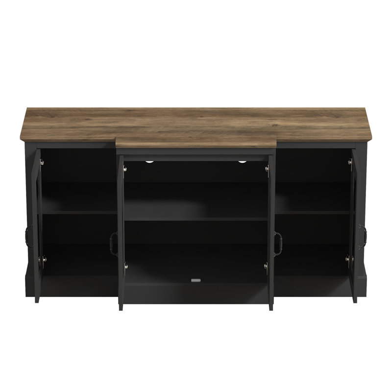 Ariba Transitional Sideboard Set Of 2, Black/Knotty Oak