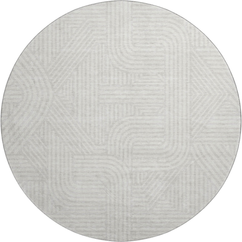 Premium Machine Washable Prisco Ivory Rug, Round 8'