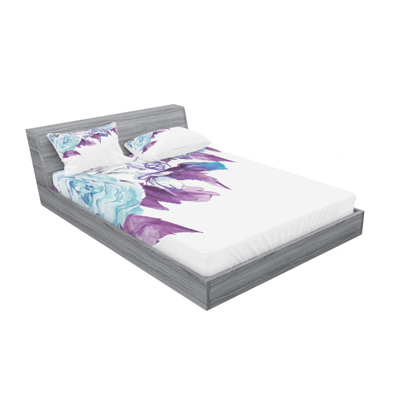 Microfiber Floral Sheet Set, Queen Sheet Set with Fitted Sheet
