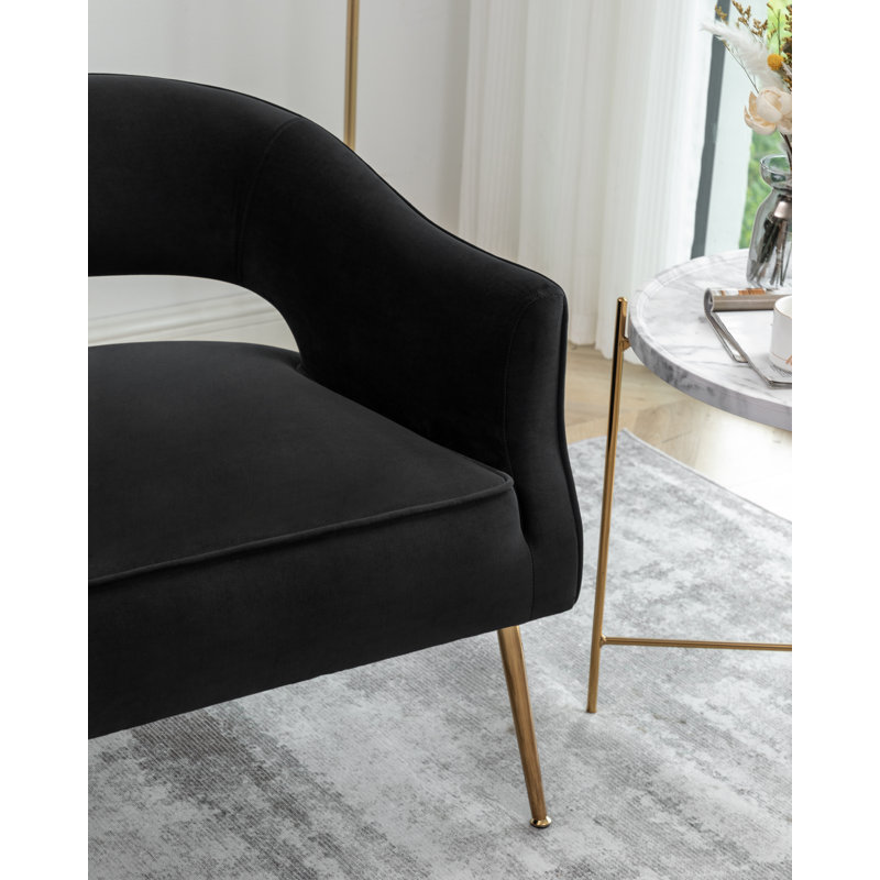 Chynna 51.2'' Velvet Flared Arm Loveseat, Black Velvet