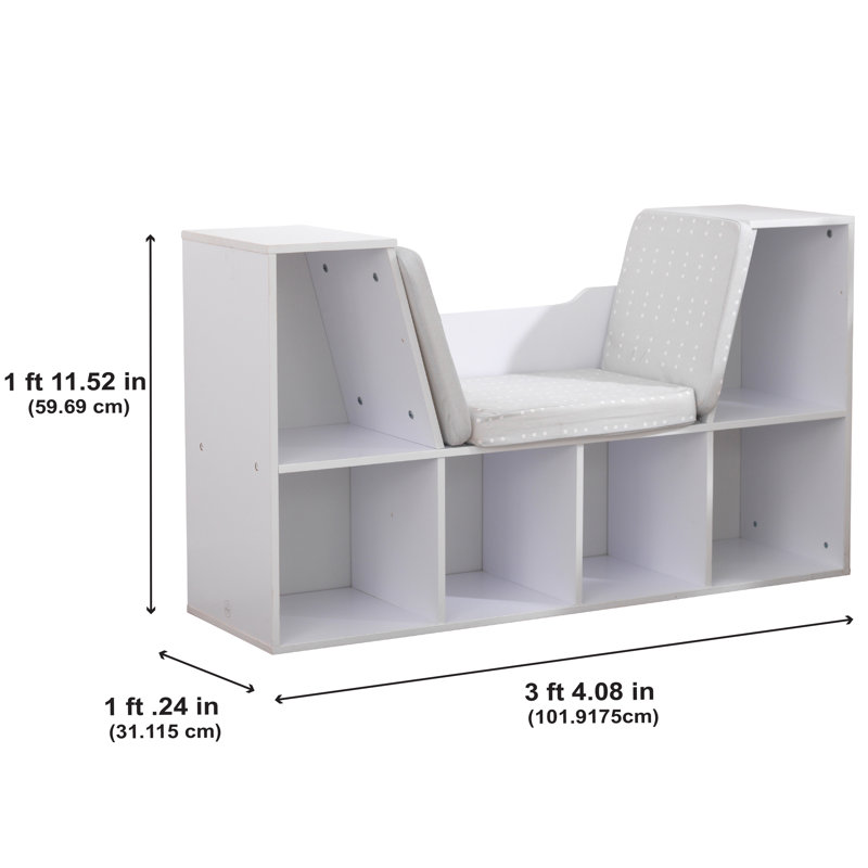 Bookcase with Reading Nook, 6 Shelves, White