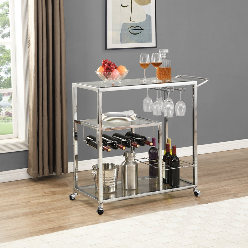 16 bouteilles de vin sur pied et porte-verres en chrome