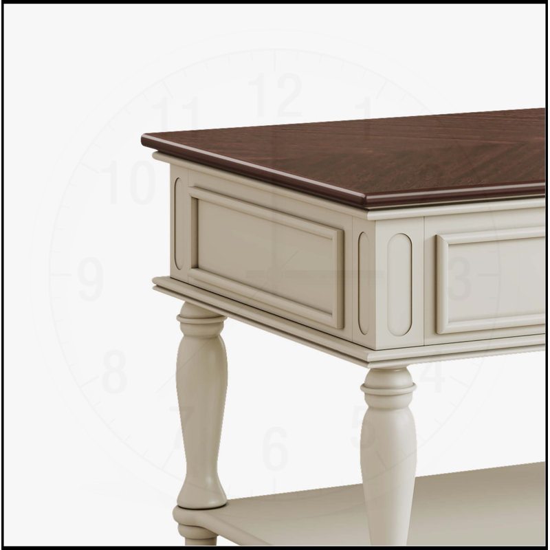 Table basse Farmhouse avec un tiroir, assemblage facile, table de cocktail rectangulaire mobile rétro avec roues verrouillables, table centrale de style champêtre, noyer et blanc
