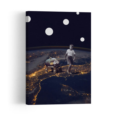 Boy'S Cosmic Journey Abstract Contemporary City Landscape Wall Art Print