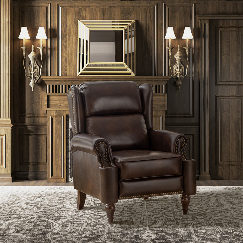 Fauteuil inclinable manuel en cuir véritable Topi, Espresso