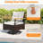 3 PCS Outdoor Swivel Chair Set with 2-Tier Tempered Glass Side Table Cushions-2119465975