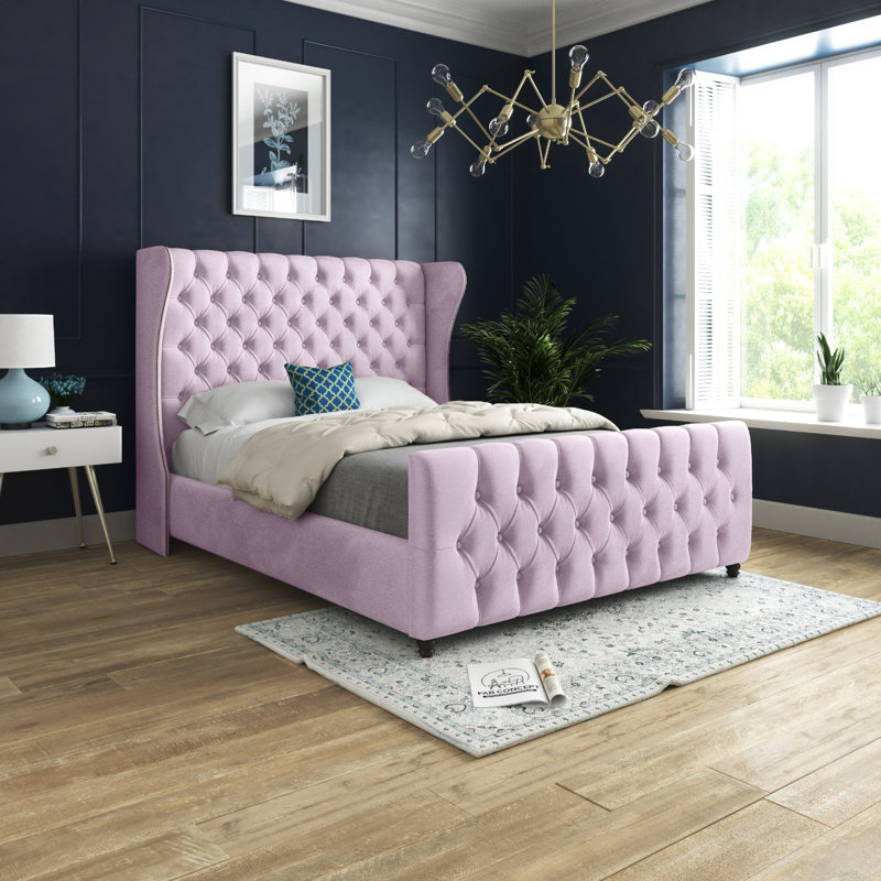 Alecto Upholstered Bed, Kingsize (5'), Pink