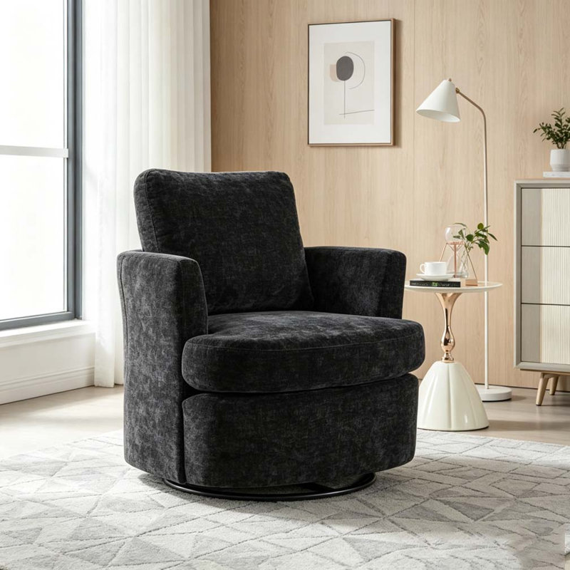 Fauteuil demi-tonneau pivotant à 360 degrés, Noir