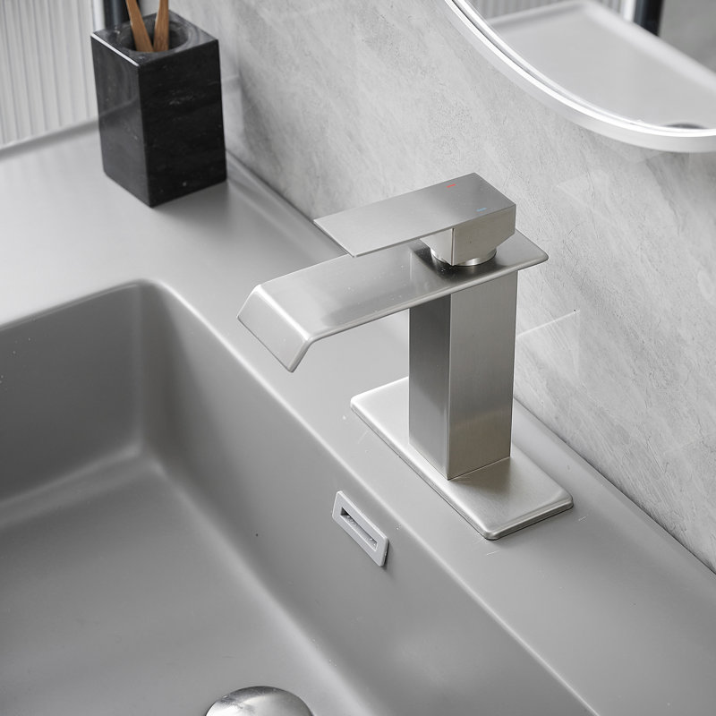 1 robinet de salle de bain monocommande avec bonde, Nickel brossé