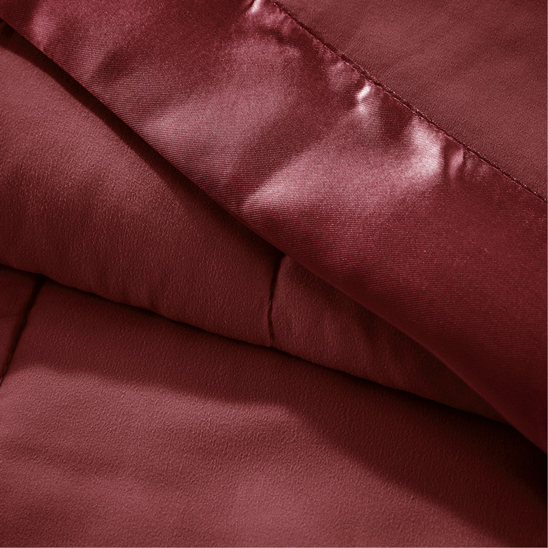 Couverture légère en duvet synthétique avec bordure en satin très grand bourgogne, L 108 po x l 90 po, Bourgogne