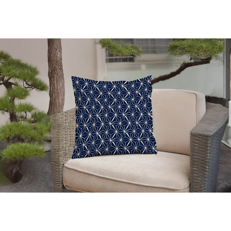 Coussin décoratif Asanoha Star, Bleu marine foncé, Carré 26 po