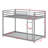 Twin Over Twin Metal Low Bunk Bed With Ladder And Full-Length Guardrails-965049658