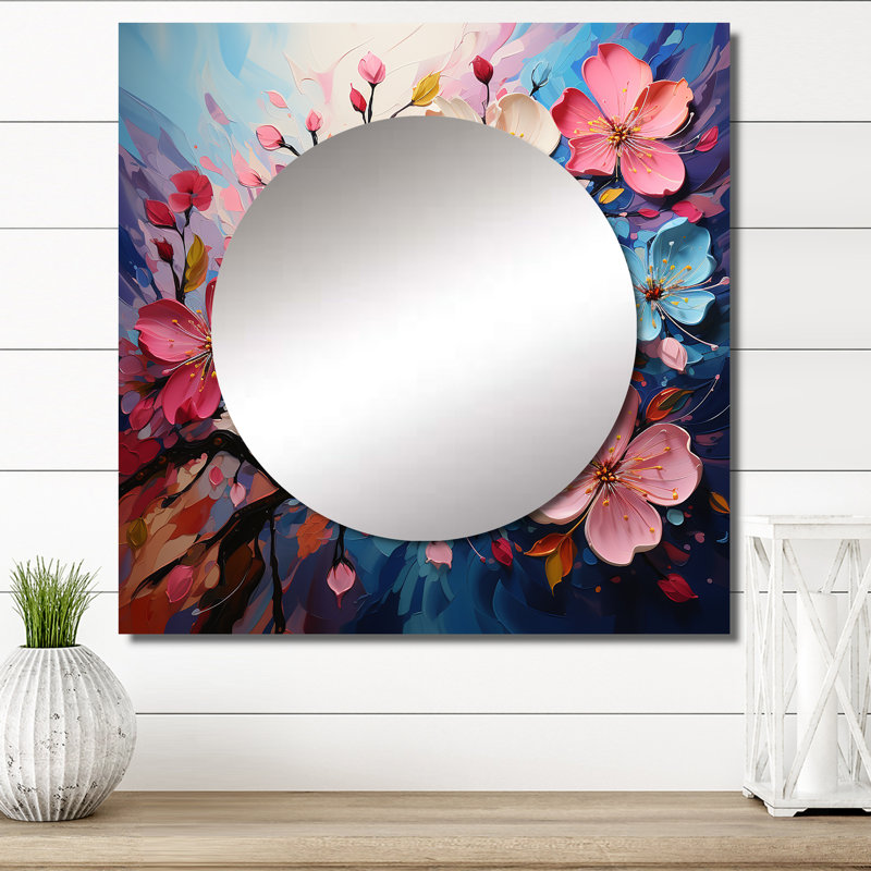 Mirrin - Apple Blossom Large Square Mirror For Wall Art Decor, 23" x 23"