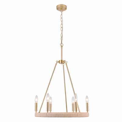 Lakin 6 - Light Dimmable Wagon Wheel Chandelier