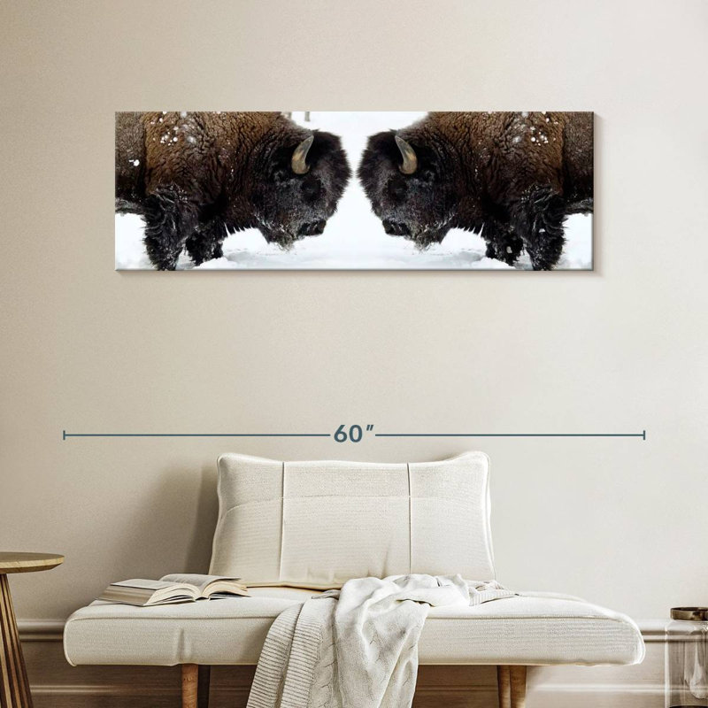 Bison Clash sur impression sur toile, H 48 po x l 16 po x P 1,25 po