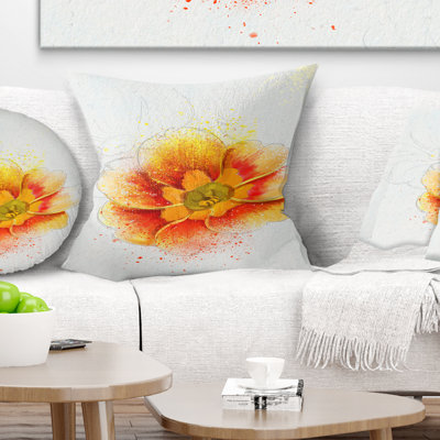 Magnifique fleur jaune à l'aquarelle - coussin décoratif imprimé floral