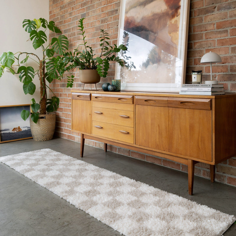 Supai Chequered Machine Tufted Shag Area Rug, 240cm x 330cm