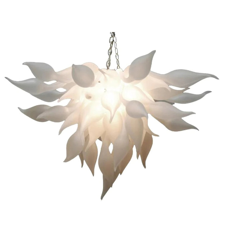 Modern Sunset Mouth Blown Glass Chandelier Lighting, White