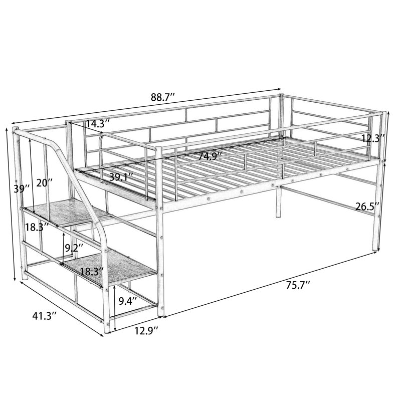 Lit mezzanine Bodell, Blanc