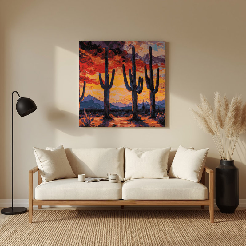 «Southwestern Plants Saguaro Cactus 187», art mural en métal mauve