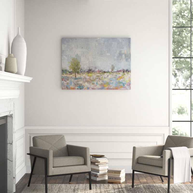 Burst of Spring - Artist Enhanced Canvas Print, 21.5" H x 25.5" W x 1.75" D, Brown Framed Canvas