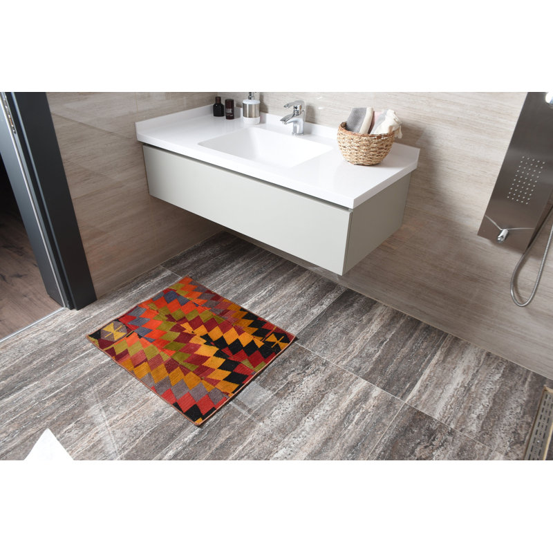 2.1x2.5 ft Small Rug, Modern Rug, Turkish Rug, Red Bedroom Rug, Vintage Rug, Cool Rugs, Kilim
