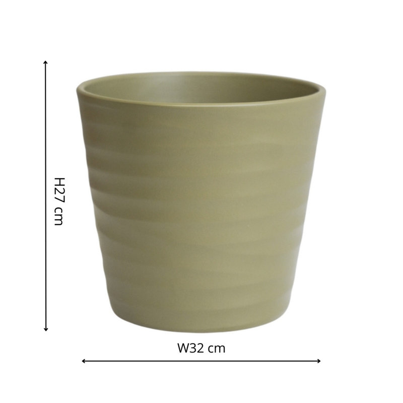 Ceramic Pot Planter, 27cm H x 32cm W x 32cm D, Green