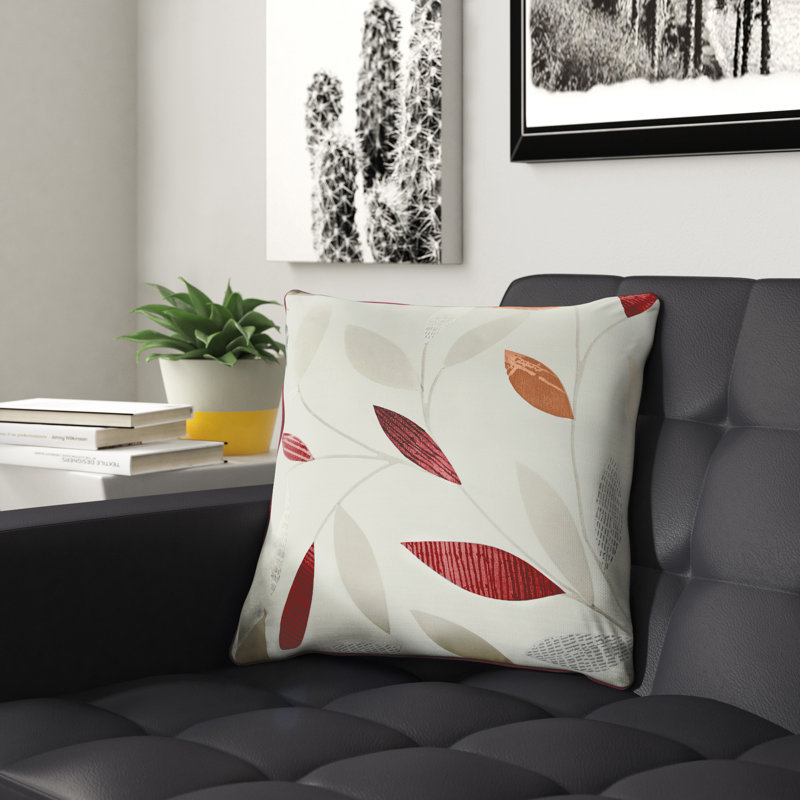 Floral Square Pillow Cover, Red