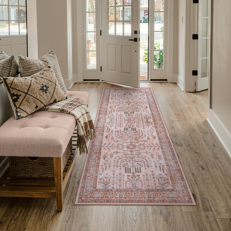  Tapis de couloir rose Kaldi Vintage, Tapis de couloir 2 pi x 6 pi