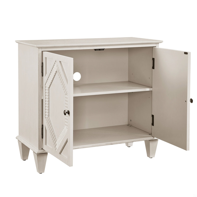 Buffet rétro 33,6 "en bois avec rangement, Blanc antique