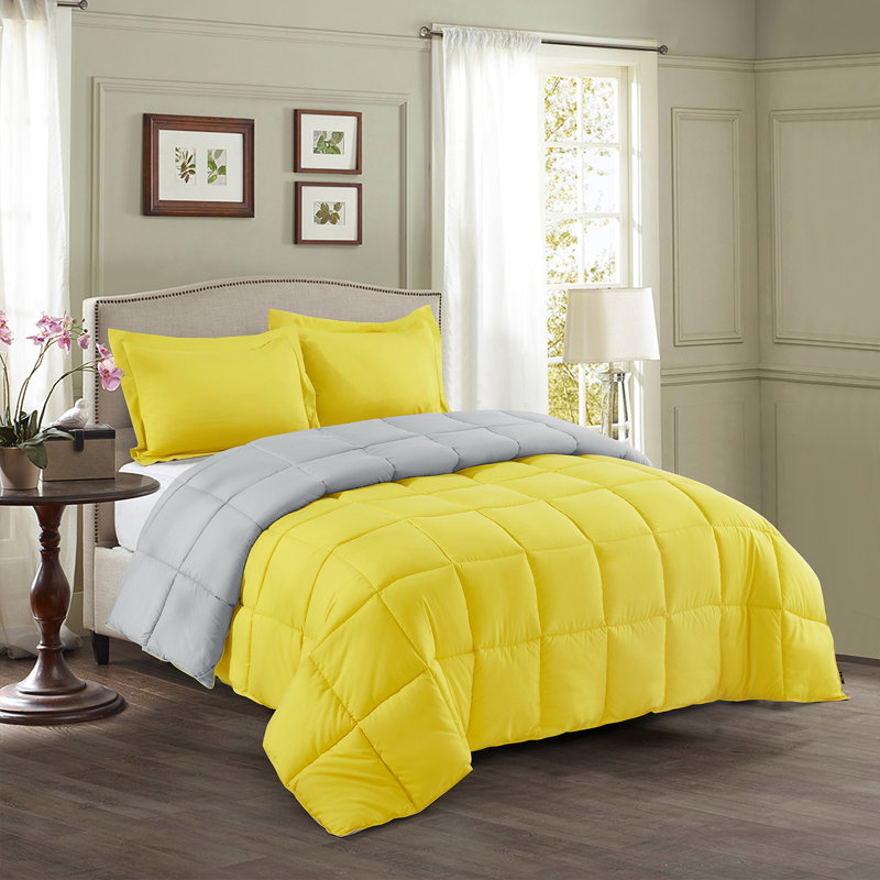 All Season Reversible Down Alternative Comforter Set with Shams - Breathable, Soft, Fluffy, Pink