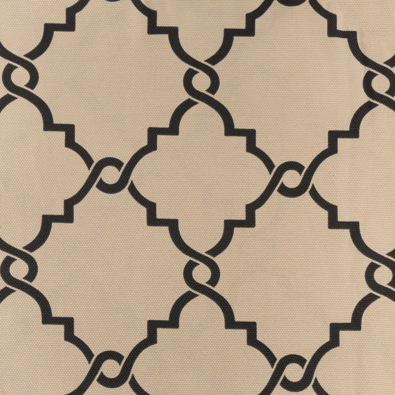 Khaki and Black Fretwork Grommet Top Light-Filtering Curtain Panel
