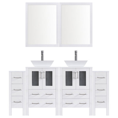 72'' Double Bathroom Vanity with Stone Top