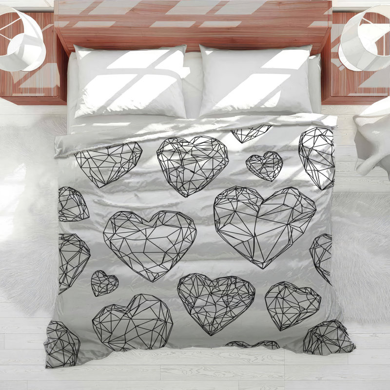 Hearts Bedding Abstract Comforter Modern, Twin Comforter