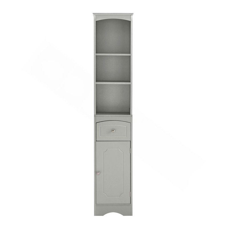Tall Bathroom Cabinet, Freestanding Storage Cabinet With Drawer, MDF Board, Adjustable Shelf, Gray