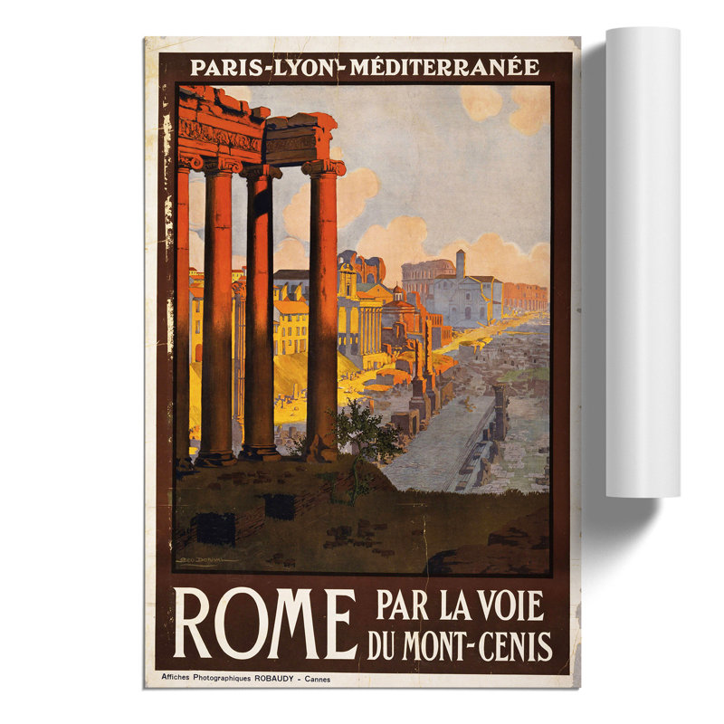 Vintage Travel Rome - Frameless Print, 42cm H x 30cm W x 0.1cm D