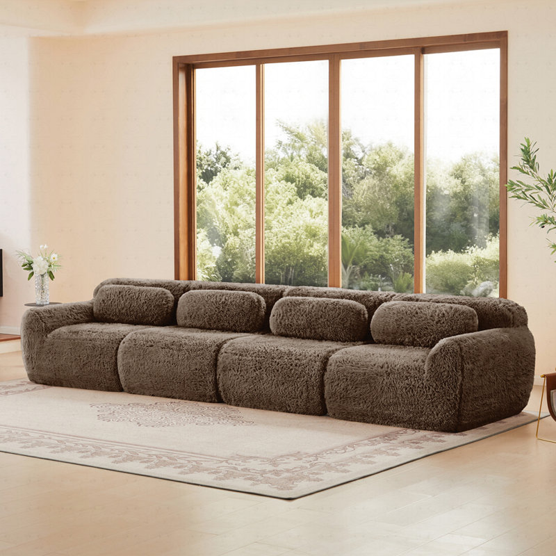 Canapé 4 places, 4, 28.7" H x 148.8" W x 40.9" D, Chocolat